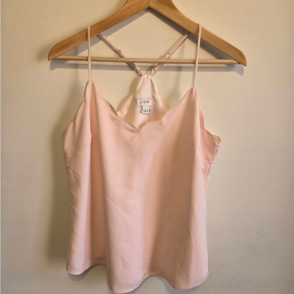 J. Crew Blush Scallop-Edge Silk-Cami